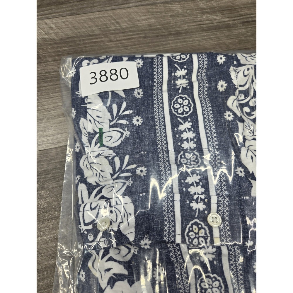 Tommy Hilfiger Shirt Mens Large Blue White Floral Hawaiian Button Up - Picture 7 of 7